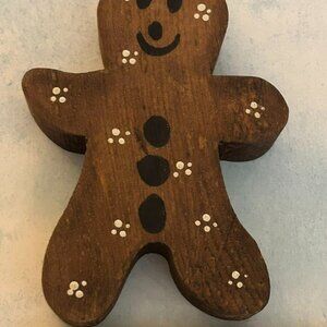 Vintage Wooden Gingerbread Figurine Painted Handcrafted 4.25"